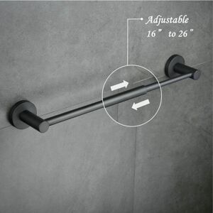 Linghhang - Adjustable Towel Rack 40CM to 66CM, Wall Mounted Bathroom Towel Bar, Black, 304 Stainless Steel