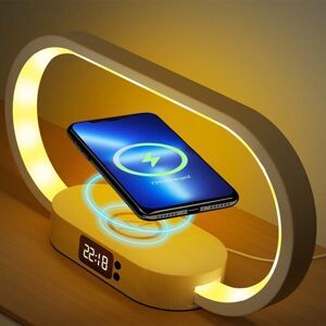 TINOR Wireless Charger Bedside Lamp, Touch Bedside Lamp with usb Port Dimmable led Table Lamp with 5 Colors and Digital Clock Touch Desk Lamp for Bedroom
