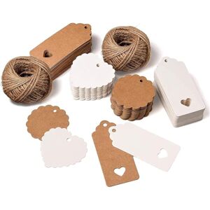 Linghhang - 200pcs Kraft Paper Tags with Heart and 50m Jute Twine for Wedding Favors, Christmas Gifts, Party Favors, Gift Decoration. Linghhang - 200pcs Kraft Paper Tags with Heart and 50m Jute Twine for Wedding Favors, Christmas Gifts, Party Favors, Gift Decoration.