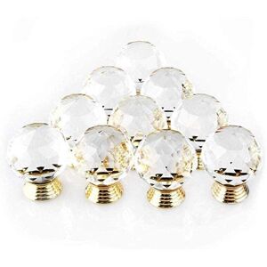 Linghhang - Pack of 10 Door Knob Handle Shape Diameter 30mm Crystal Gold, Cabinet Knobs Mant Round Glass Knobs Decoration for Furniture Drawer Linghhang - Pack of 10 Door Knob Handle Shape Diameter 30mm Crystal Gold, Cabinet Knobs Mant Round Glass Knobs Decoration for Furniture Drawer