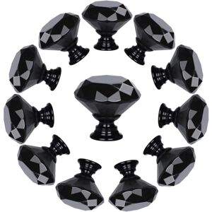 LINGHHANG Pack of 10 Diamond Shape Crystal Glass Drawer Knobs (30mm, All Black) Cabinet Knobs Pull Handles LINGHHANG Pack of 10 Diamond Shape Crystal Glass Drawer Knobs (30mm, All Black) Cabinet Knobs Pull Handles
