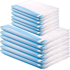 Tinor - 12 Pieces Vacuum Storage Bags for Travel Space Saver Storing Clothes Reusable and Durable 6 Bags 60x40cm and 6 Bags 50x35cm, No Pump Needed Tinor - 12 Pieces Vacuum Storage Bags for Travel Space Saver Storing Clothes Reusable and Durable 6 Bags 60x40cm and 6 Bags 50x35cm, No Pump Needed