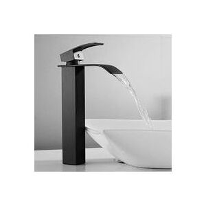 SERBIA 1PC Noir Robinet Cascade avec Haut Bec Mitigeur Lavabo Haut Mono-trou Robinetterie Lave-mains avec Levier Unique en Cuivre Mélangeur l'Eau Chaude et SERBIA 1PC Noir Robinet Cascade avec Haut Bec Mitigeur Lavabo Haut Mono-trou Robinetterie Lave-mains avec Levier Unique en Cuivre Mélangeur l'Eau Chaude et