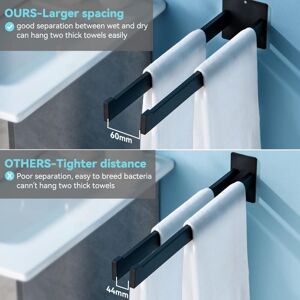 LINGHHANG Bathroom Towel Holder, Wall Mounted Towel Rack for Bathroom or Kitchen, Self-Adhesive Black Stainless Steel Towel Holder 40cm LINGHHANG Bathroom Towel Holder, Wall Mounted Towel Rack for Bathroom or Kitchen, Self-Adhesive Black Stainless Steel Towel Holder 40cm