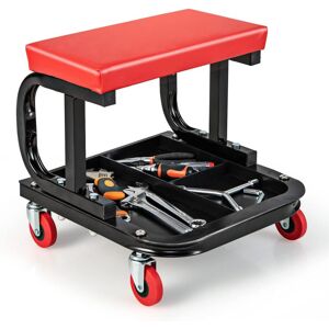 TINOR 2 in 1 Workshop Stool with Padded Seat, Tool Tray, Casters, for Repair, Garage, Tool Storage, Load 150 kg TINOR 2 in 1 Workshop Stool with Padded Seat, Tool Tray, Casters, for Repair, Garage, Tool Storage, Load 150 kg