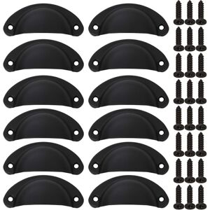LINGHHANG (24PCS) Shell Cabinet Knobs, Black Cabinet Handle with Screws, Vintage Iron Handle for Cabinet Drawer, Kitchen Drawer, Door LINGHHANG (24PCS) Shell Cabinet Knobs, Black Cabinet Handle with Screws, Vintage Iron Handle for Cabinet Drawer, Kitchen Drawer, Door