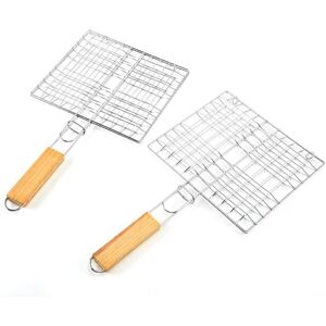 TINOR 2pcs Portable Stainless Steel Grill Stainless Steel Grill Portable Grill Stainless Steel Grill Basket Steak Meat Shrimp Vegetable Grilled Fish TINOR 2pcs Portable Stainless Steel Grill Stainless Steel Grill Portable Grill Stainless Steel Grill Basket Steak Meat Shrimp Vegetable Grilled Fish