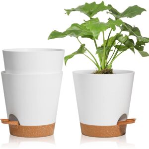 TINOR 3 Pcs Flower Pots, White 16.5cm Self Watering Planter, Indoor Plant Pot Watering System TINOR 3 Pcs Flower Pots, White 16.5cm Self Watering Planter, Indoor Plant Pot Watering System