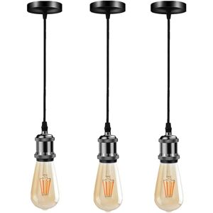 TINOR 3 Pieces Industrial Metal Pendant Light,Vintage Hanging Lamp E27 Lamp Holder(Black) TINOR 3 Pieces Industrial Metal Pendant Light,Vintage Hanging Lamp E27 Lamp Holder(Black)