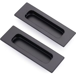 Linghhang - Set of 2 rectangular recessed handles for sliding door 12 x 4 x 1.2 cm in matt black stainless steel Linghhang - Set of 2 rectangular recessed handles for sliding door 12 x 4 x 1.2 cm in matt black stainless steel