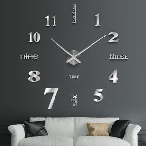 TINOR 3D Wall Clock, diy Digital Wall Clock, Silent Movement, Modern Design Wall Clock, Giant Wall Clock for Bedroom Kitchen Living Room (60-120 cm), Silver TINOR 3D Wall Clock, diy Digital Wall Clock, Silent Movement, Modern Design Wall Clock, Giant Wall Clock for Bedroom Kitchen Living Room (60-120 cm), Silver