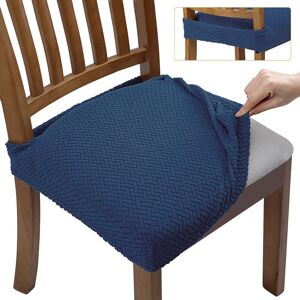 LINGHHANG 4 Pcs Jacquard Dining Chair Cushion Covers - Navy, Solid Colour Stretch Chair Cover Cover Cover, Hotel Home Dining Chair Cover Cover LINGHHANG 4 Pcs Jacquard Dining Chair Cushion Covers - Navy, Solid Colour Stretch Chair Cover Cover Cover, Hotel Home Dining Chair Cover Cover