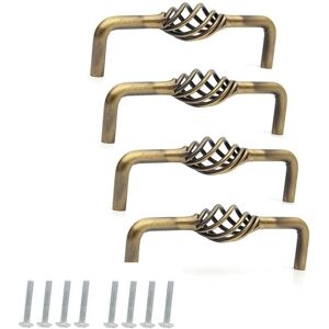 Linghhang - Set of 4 Antique Inconel Drawer Pulls for Dresser Doors - Bronze/128mm Linghhang - Set of 4 Antique Inconel Drawer Pulls for Dresser Doors - Bronze/128mm