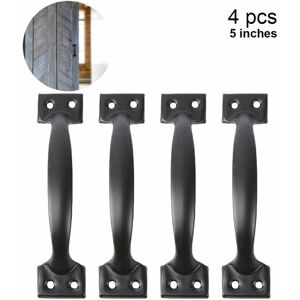 LINGHHANG (5 Inch, Black) 4 Piece Barn Door Pulls for Wooden Fence Door Pulls, Vintage Cabinet Pulls for Kitchen Cabinets Furniture Drawers Cabinet Hardware LINGHHANG (5 Inch, Black) 4 Piece Barn Door Pulls for Wooden Fence Door Pulls, Vintage Cabinet Pulls for Kitchen Cabinets Furniture Drawers Cabinet Hardware
