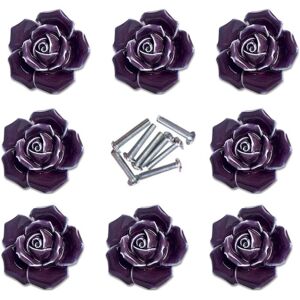 Linghhang - 8pcs Elegant Purple Pink Pulls Flower Ceramic Cabinet Knobs Cupboard Drawer Pull Handles Linghhang - 8pcs Elegant Purple Pink Pulls Flower Ceramic Cabinet Knobs Cupboard Drawer Pull Handles