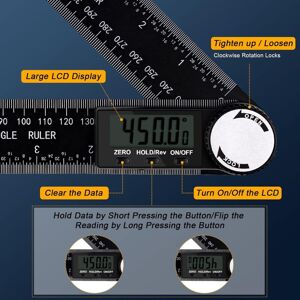 Linghhang - Digital Angle Finder, Digital Inclinometer Protractor Angle Measuring Tool Angle Ruler with lcd Display for Car Repair Linghhang - Digital Angle Finder, Digital Inclinometer Protractor Angle Measuring Tool Angle Ruler with lcd Display for Car Repair