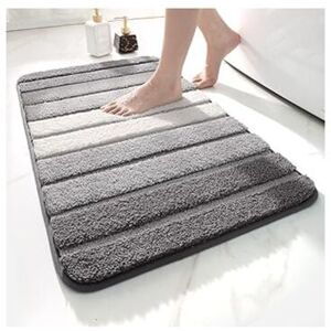 Linghhang - Grey Non Slip Bathroom Mat 40 x 60 cm, Soft Microfiber Bathroom Rug, Absorbent, Machine Washable, Extra Thick Shower Mat for Bathroom Linghhang - Grey Non Slip Bathroom Mat 40 x 60 cm, Soft Microfiber Bathroom Rug, Absorbent, Machine Washable, Extra Thick Shower Mat for Bathroom