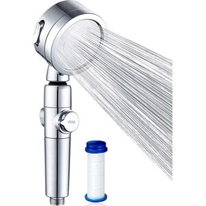 Linghhang - Universal High Pressure Handheld Shower Head, 3 Modes Water Saving, One Button On/Off, with Replaceable pp Filter, Suitable for Bathrooms Linghhang - Universal High Pressure Handheld Shower Head, 3 Modes Water Saving, One Button On/Off, with Replaceable pp Filter, Suitable for Bathrooms