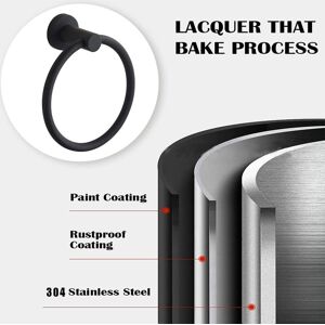 Linghhang - Black)Towel Rack, Black Frosted Towel Ring, 304 Stainless Steel Wall Mounted Towel Ring, Round Towel Holder for Bathroom Linghhang - Black)Towel Rack, Black Frosted Towel Ring, 304 Stainless Steel Wall Mounted Towel Ring, Round Towel Holder for Bathroom