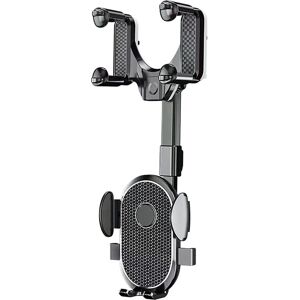 TINOR Car Phone Holder, ABS/Polyurethane, Mirror Mount, 360°, Black TINOR Car Phone Holder, ABS/Polyurethane, Mirror Mount, 360°, Black