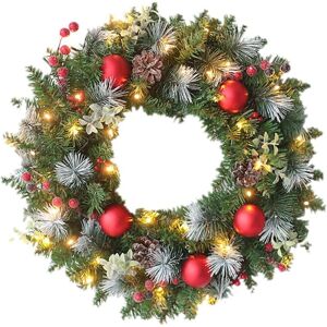 Tinor - Christmas Wreath for Front Door with 20 LEDs, pvc String Lights, Battery Powered, Red and Green String Lights for Front Door with Bowknot, Tinor - Christmas Wreath for Front Door with 20 LEDs, pvc String Lights, Battery Powered, Red and Green String Lights for Front Door with Bowknot,