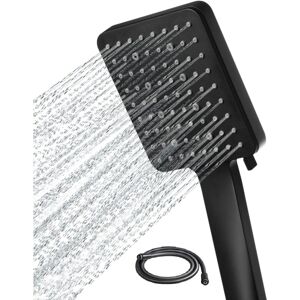 Linghhang - High Pressure Square Handheld Shower Head with 1.5m Hose - 6 Spray Modes - Black Linghhang - High Pressure Square Handheld Shower Head with 1.5m Hose - 6 Spray Modes - Black
