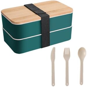 Tinor - Food box, polypropylene/bamboo, with cutlery, 18.5x9cm, green Tinor - Food box, polypropylene/bamboo, with cutlery, 18.5x9cm, green