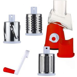 Tinor - Hand Grater with 3 Rollers Rotating Blades for Vegetables, Fruits, Meat, Peanuts, Red Tinor - Hand Grater with 3 Rollers Rotating Blades for Vegetables, Fruits, Meat, Peanuts, Red