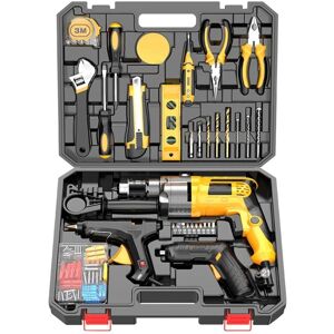 TINOR Impact drill and screwdriver set, 710 W, 220 V, multifunctional, 22 pieces, yellow/black TINOR Impact drill and screwdriver set, 710 W, 220 V, multifunctional, 22 pieces, yellow/black