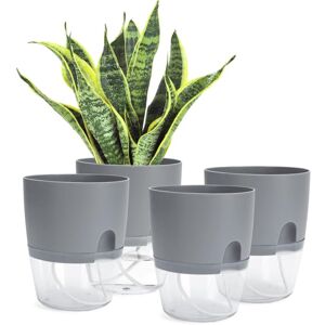 Tinor - Indoor Self Watering Flower Pot, Flower Pots with Watering System Gray(4pcs) Tinor - Indoor Self Watering Flower Pot, Flower Pots with Watering System Gray(4pcs)