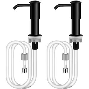 LINGHHANG Kitchen Soap Dispenser with 1.25M Silicone Extension Hose, Two, - Undermount Kitchen Sink Soap Dispenser - Black LINGHHANG Kitchen Soap Dispenser with 1.25M Silicone Extension Hose, Two, - Undermount Kitchen Sink Soap Dispenser - Black