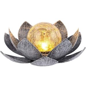 TINOR Led lotus solar lamp, wireless, automatic switch, IP44 protection rating, metal/glass material, silver TINOR Led lotus solar lamp, wireless, automatic switch, IP44 protection rating, metal/glass material, silver