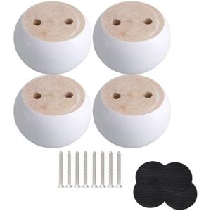 SERBIA Lot de 4 pieds de meubles ronds en bois d'eucalyptus blanc SERBIA Lot de 4 pieds de meubles ronds en bois d'eucalyptus blanc