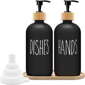 Tinor - Matte Black Soap Dispenser Set 500ml Glass Soap Dispenser with Tray Dishwashing Liquid Dispenser Soap Dispenser for Kitchen and Shower (Black Tinor - Matte Black Soap Dispenser Set 500ml Glass Soap Dispenser with Tray Dishwashing Liquid Dispenser Soap Dispenser for Kitchen and Shower (Black