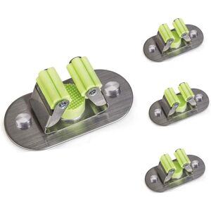 TINOR Multifunctional Wall Mounted Mop Holder, Screw Drilling and Self-Adhesive Mop Broom Holder, 304 Brushed Stainless Steel, for Hanging Tools, 4 Pieces TINOR Multifunctional Wall Mounted Mop Holder, Screw Drilling and Self-Adhesive Mop Broom Holder, 304 Brushed Stainless Steel, for Hanging Tools, 4 Pieces