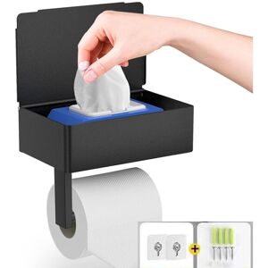 LINGHHANG Black Self Adhesive Wall Mounted Toilet Paper Holder with Shelf and Wipes Box for Bathroom and Kitchen LINGHHANG Black Self Adhesive Wall Mounted Toilet Paper Holder with Shelf and Wipes Box for Bathroom and Kitchen