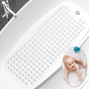 Linghhang - Non-slip bathroom mat, 100x40 cm, extra long and durable (transparent), safe and non-slip, antibacterial design, with strong suction cups Linghhang - Non-slip bathroom mat, 100x40 cm, extra long and durable (transparent), safe and non-slip, antibacterial design, with strong suction cups