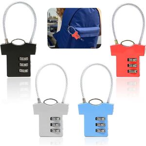 Linghhang - 4pcs, color) 3-digit combination lock, suitcase lock, T-shirt shaped lock, suitable for luggage bags, bicycle lockers Linghhang - 4pcs, color) 3-digit combination lock, suitcase lock, T-shirt shaped lock, suitable for luggage bags, bicycle lockers