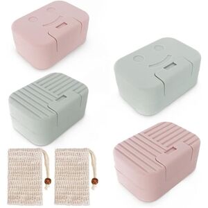 Linghhang - 4Pcs Travel Plastic Soap Dish + 2Pcs Soap Bags, Soap Holder, Easy Clean Soap Dish for Bathroom, Shower and Kitchen Linghhang - 4Pcs Travel Plastic Soap Dish + 2Pcs Soap Bags, Soap Holder, Easy Clean Soap Dish for Bathroom, Shower and Kitchen