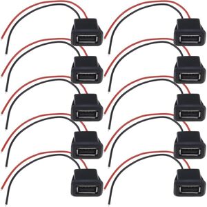 SEVENGIRL Pack of 10 USB 2.0 female connectors, 2-wire, 3A, 2-pin, with grooved loop for car CCTV cameras, audio recorders, household appliances, 10 cm SEVENGIRL Pack of 10 USB 2.0 female connectors, 2-wire, 3A, 2-pin, with grooved loop for car CCTV cameras, audio recorders, household appliances, 10 cm