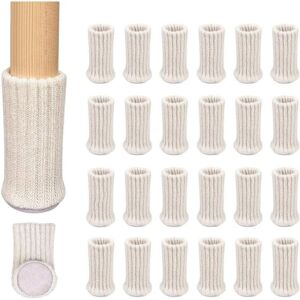 Linghhang - 24 Pack Knitted Chair Leg Socks Non Slip, Fit for 1-2 Inch Chair Legs to Prevent Scratches and Reduce Noise for Easy Movement-White Linghhang - 24 Pack Knitted Chair Leg Socks Non Slip, Fit for 1-2 Inch Chair Legs to Prevent Scratches and Reduce Noise for Easy Movement-White
