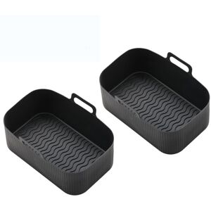 TINOR Set of 2 Air Fryer Trays, Silicone, Black TINOR Set of 2 Air Fryer Trays, Silicone, Black