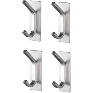 Tinor - Set of 4 bathroom holders, self-adhesive, stainless steel, silver Tinor - Set of 4 bathroom holders, self-adhesive, stainless steel, silver