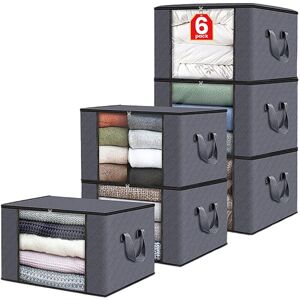 TINOR Set of 6 storage boxes, zipped, foldable, with sturdy handles, thick fabric, suitable for clothes, beds, duvets, sheets, pillows and toys, 60 liters, TINOR Set of 6 storage boxes, zipped, foldable, with sturdy handles, thick fabric, suitable for clothes, beds, duvets, sheets, pillows and toys, 60 liters,