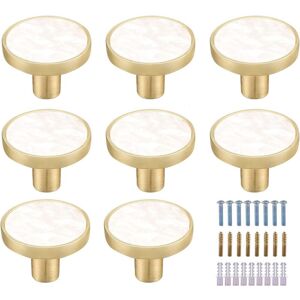 Linghhang - 8 Pack White Marble Brass Round Cabinet Knobs - Decorative White Drawer Knobs - Gold Dresser Knobs for Kitchen Furniture, Clothes Hooks Linghhang - 8 Pack White Marble Brass Round Cabinet Knobs - Decorative White Drawer Knobs - Gold Dresser Knobs for Kitchen Furniture, Clothes Hooks