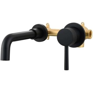 Linghhang - Black 2 Hole Basin Mixer Tap Brass Wall Mounted Hot and Cold Water Bathroom Sink Faucet Linghhang - Black 2 Hole Basin Mixer Tap Brass Wall Mounted Hot and Cold Water Bathroom Sink Faucet