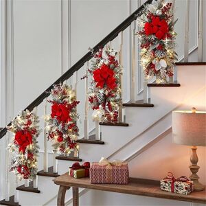 TINOR Teardrop Christmas Garland with Lights, 60cm Pre-Lit Christmas Tree Wreath, Christmas Staircase Decoration, Christmas Garland for Front Door, TINOR Teardrop Christmas Garland with Lights, 60cm Pre-Lit Christmas Tree Wreath, Christmas Staircase Decoration, Christmas Garland for Front Door,