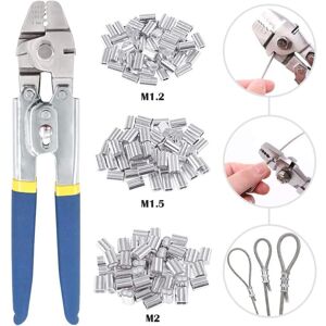 TINOR Terminal Crimping Pliers, Wire Rope Crimping Tool for up to 2.2mm with 150pcs 3 Sizes Aluminum Double Barrel Crimping Sleeves TINOR Terminal Crimping Pliers, Wire Rope Crimping Tool for up to 2.2mm with 150pcs 3 Sizes Aluminum Double Barrel Crimping Sleeves