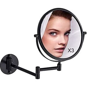 Tinor - Wall Mounted Makeup Mirror x3, Black Makeup Mirrors Bathroom Mirror 20cm Double Wall Mirror, 360° Swivel and Extendable Tinor - Wall Mounted Makeup Mirror x3, Black Makeup Mirrors Bathroom Mirror 20cm Double Wall Mirror, 360° Swivel and Extendable