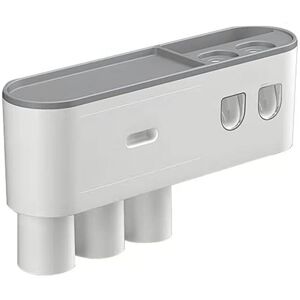 TINOR Wall Mounted Toothbrush Holder with Two Automatic Toothpaste Dispensers, with 2-3 Cups (Grey, 2 Toothpaste Dispensers, 3 Cups) TINOR Wall Mounted Toothbrush Holder with Two Automatic Toothpaste Dispensers, with 2-3 Cups (Grey, 2 Toothpaste Dispensers, 3 Cups)
